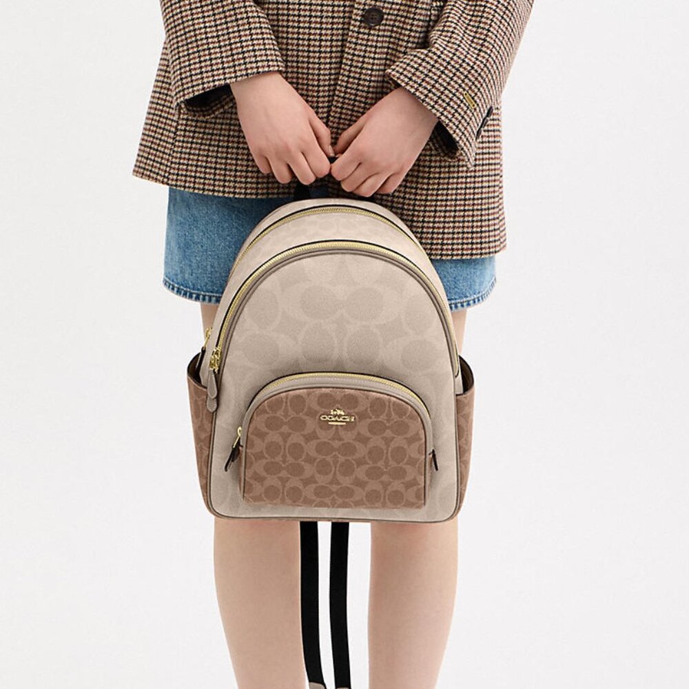 Court Backpack In Blocked Signature Canvas